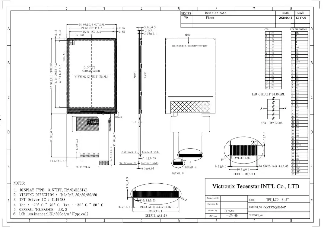 3.5inch 320x480 Capacitive Touch TFT Module